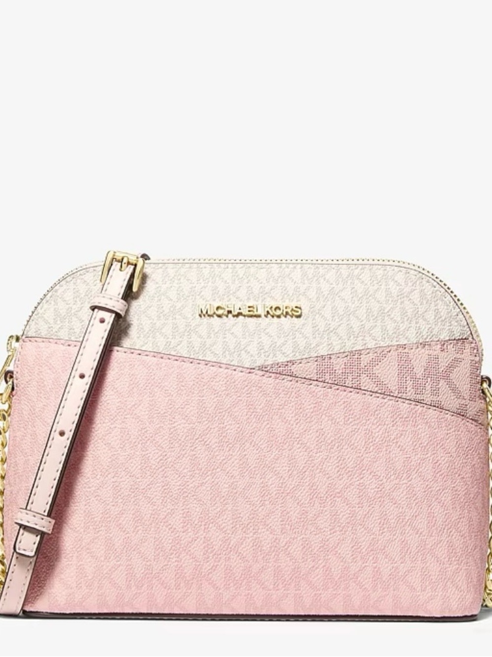 Michael Kors Jet Set Medium Color-Block Signature Logo Crossbody - Powder Blush